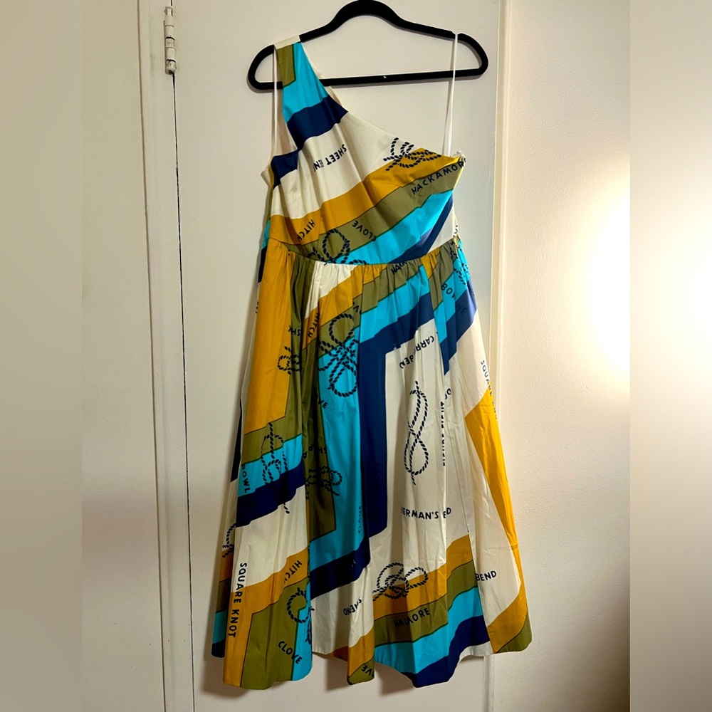 JCREW ONE SHOULDER DRESS in RAFFI SAIL AWAY PRINT New with tags. Never worn.